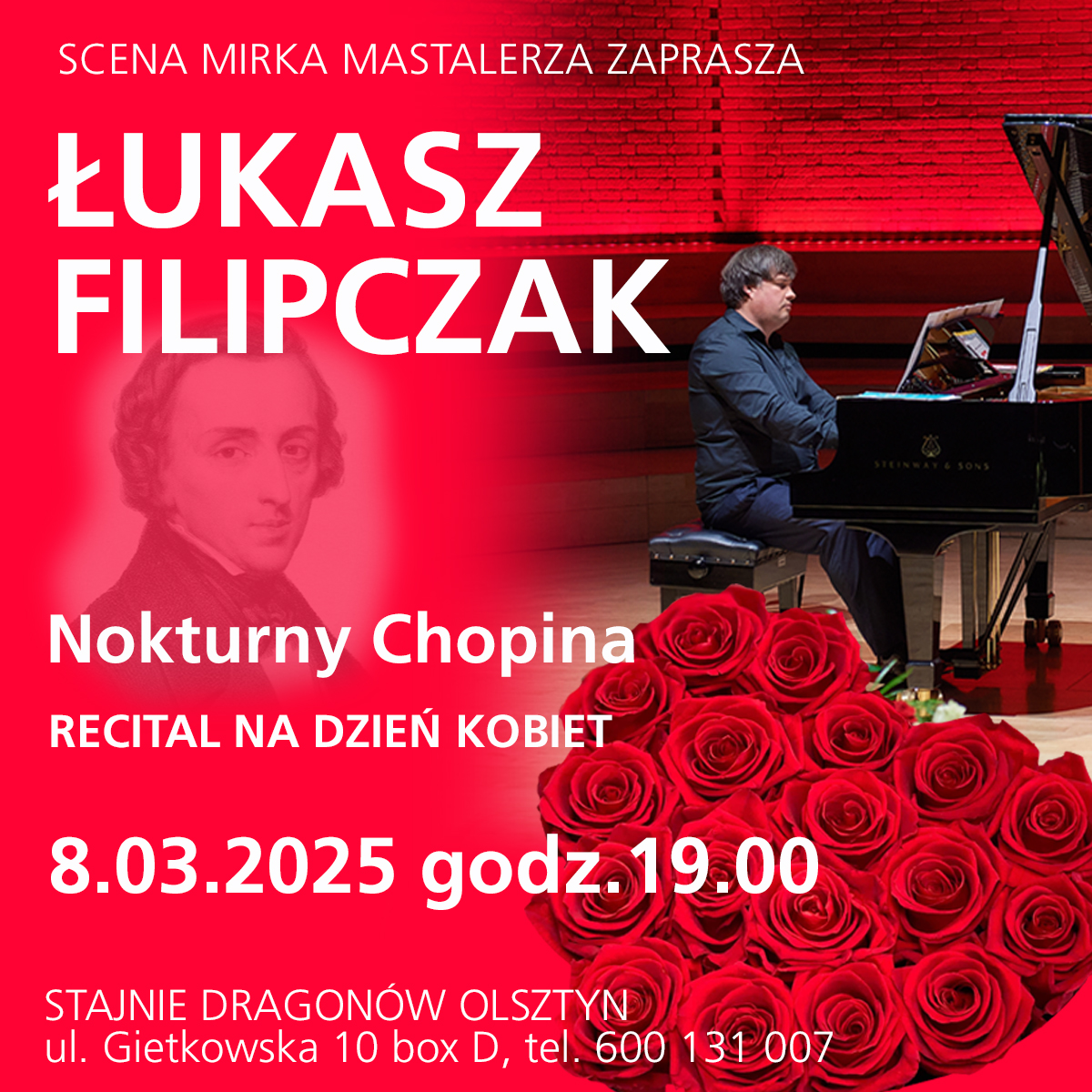 Read more about the article Recital Łukasza Filipczaka  – Nokturny Chopina na Dzień Kobiet 